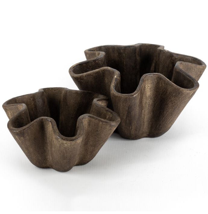 Aardewerk schaal Plica bruin L