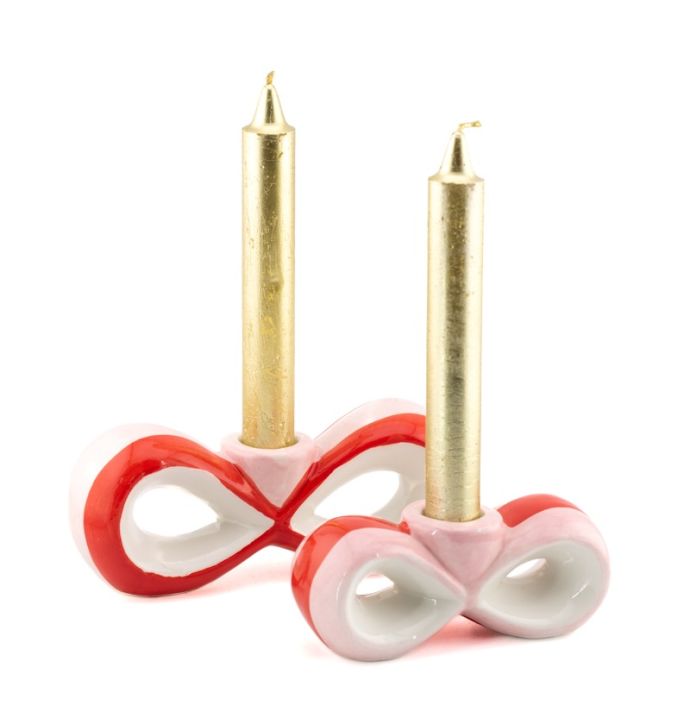 Aardewerk kaarsenstandaard bow S