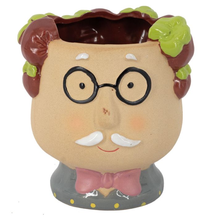 Aardewerk vaas man met snor