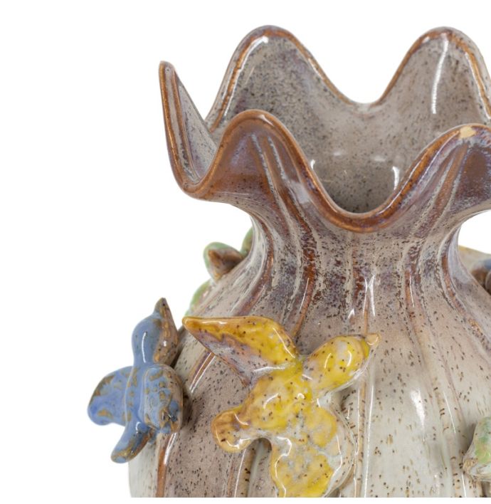 Aardewerk vaas birds 21cm