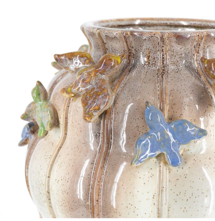 Aardewerk vaas birds 30,5cm