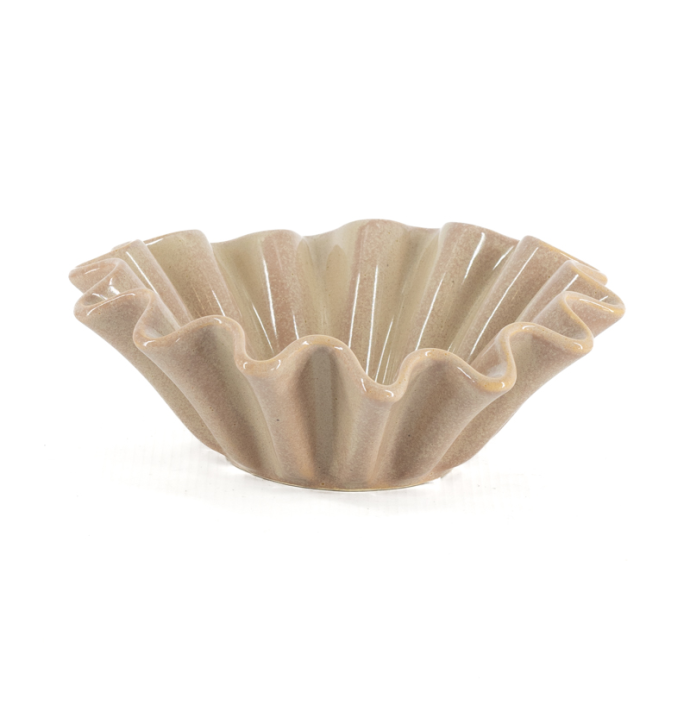 Aardewerk schaal Rib S beige