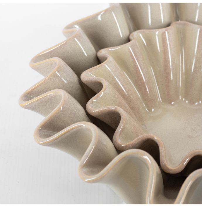 Aardewerk schaal Rib S beige