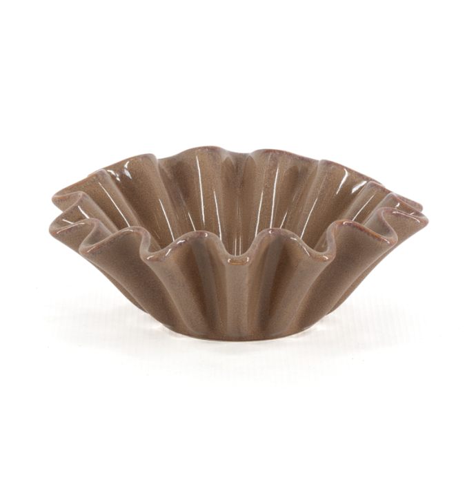 Aardewerk schaal Rib S bruin