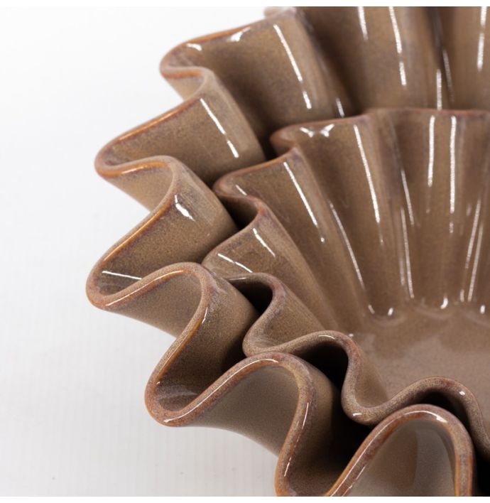 Aardewerk schaal Rib S bruin