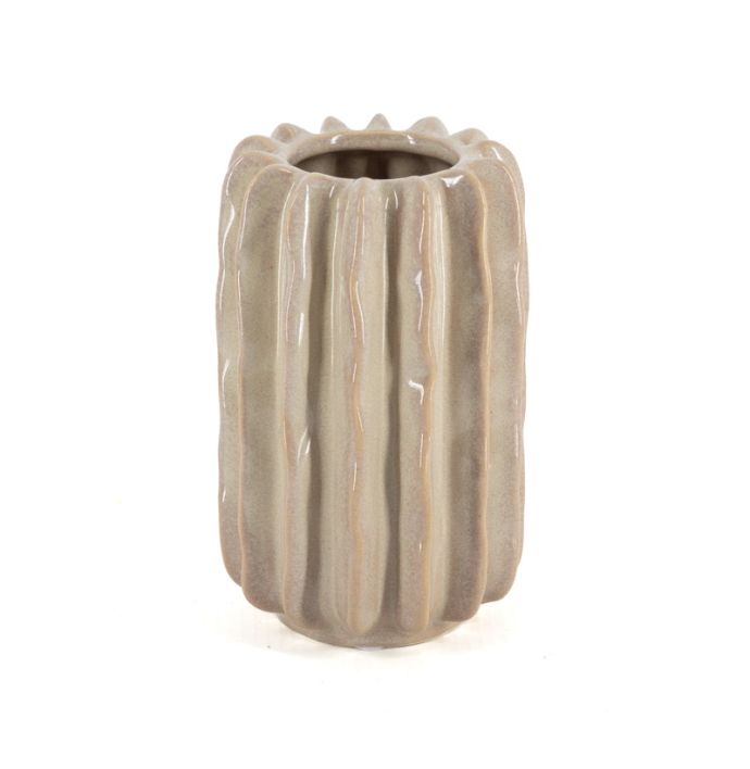 Aardewerk vaasje slab beige