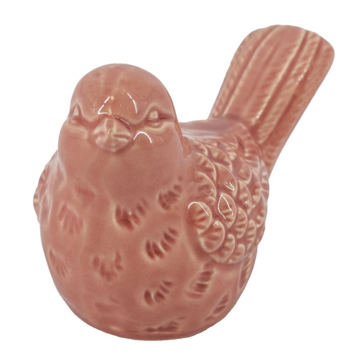 Aardewerk vogel pink