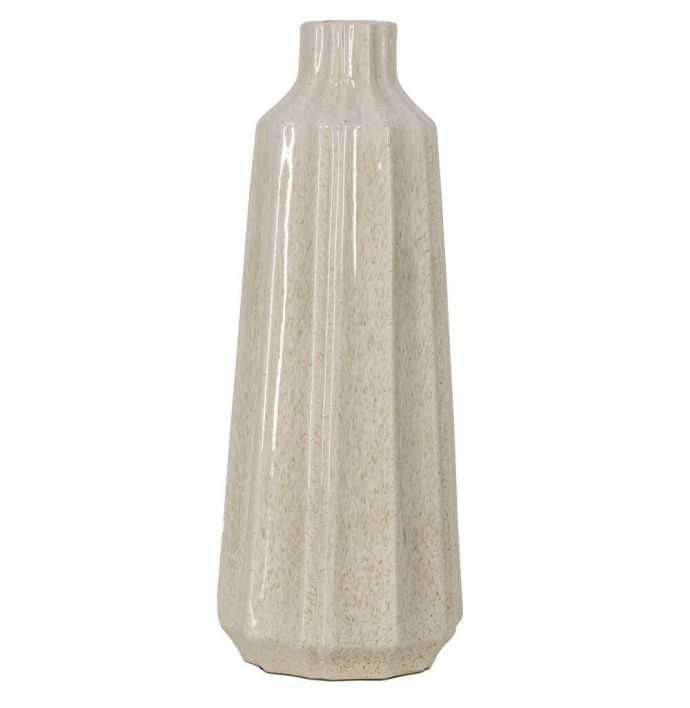 Aardewerk vaas stripes beige