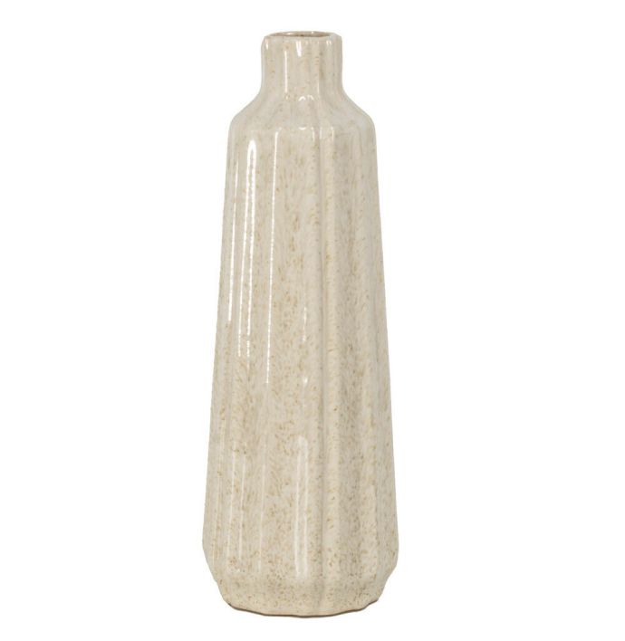 Aardewerk vaas stripes beige 