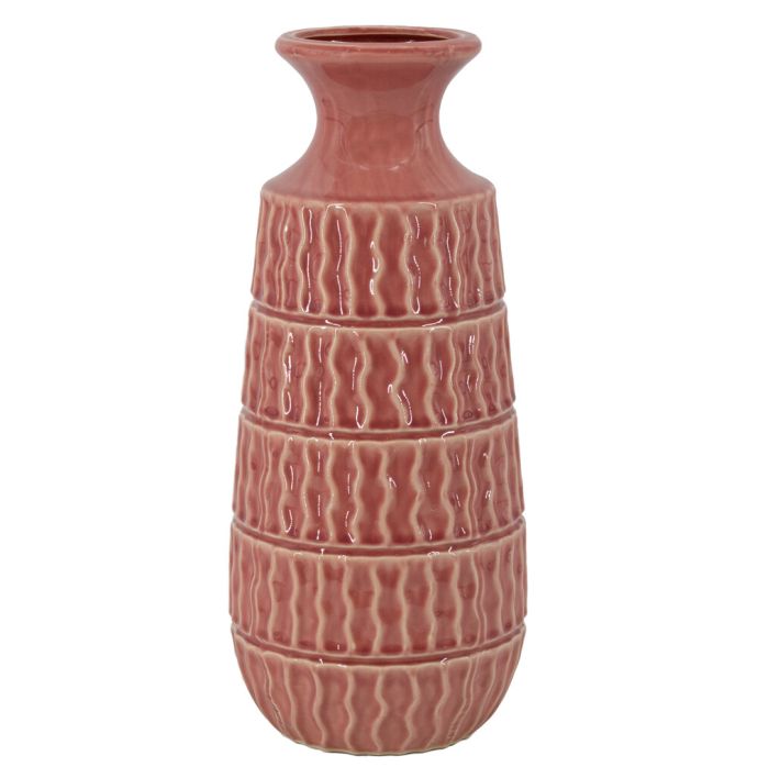 Aardewerk vaas Aztec roze