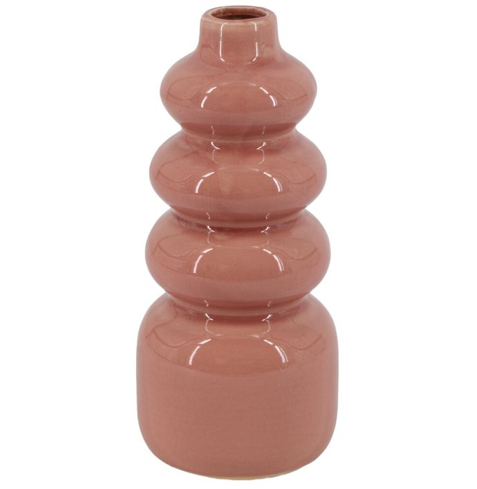 Aardewerk vaas disk pink