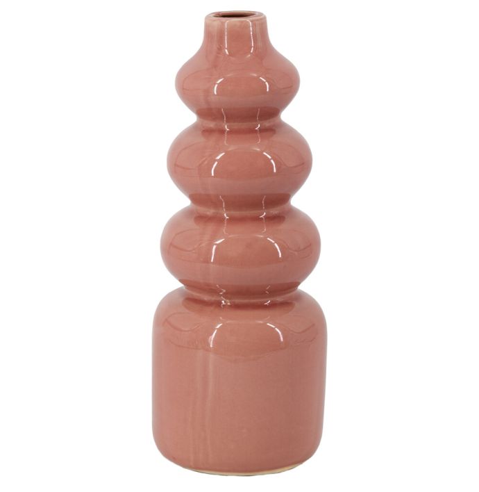 Aardewerk vaas disk pink 