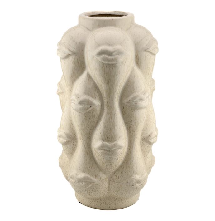 Aardewerk vaas lips beige