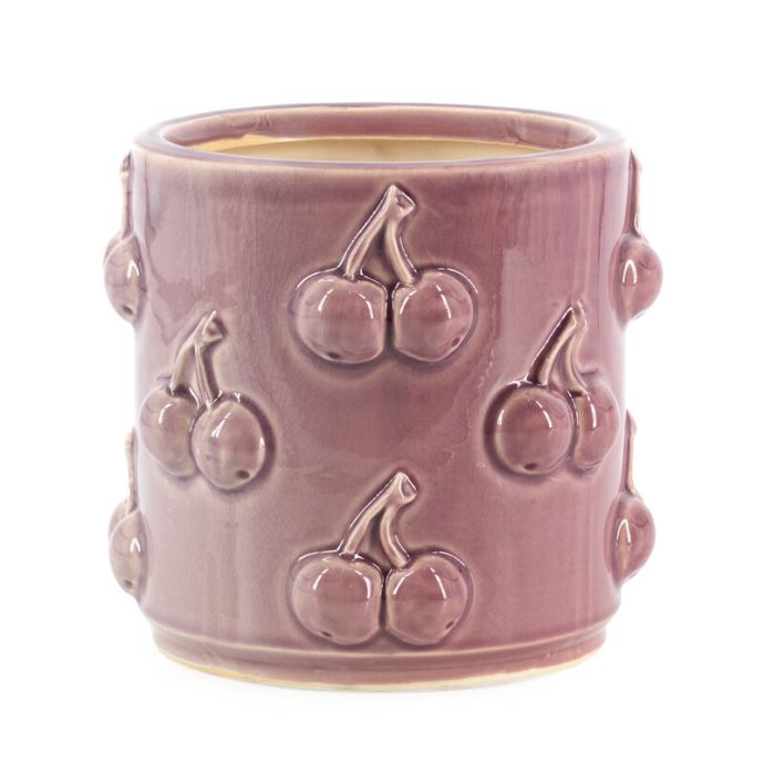 Aardewerk bloempot 'Cherries' paars