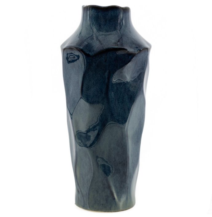 Aardewerk vaas Dimple blauw