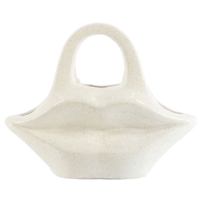 Aardewerk vaas lips beige