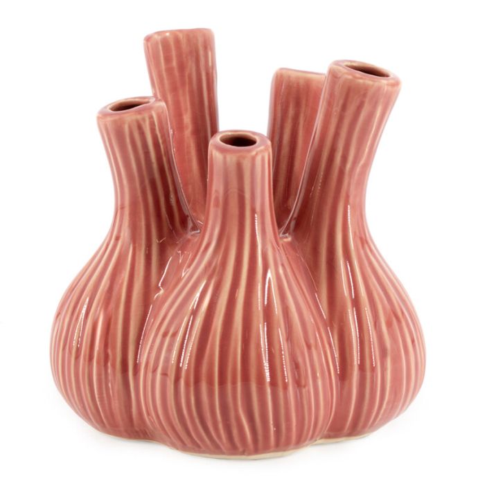 Aardewerk tulpenvaas Garlic roze