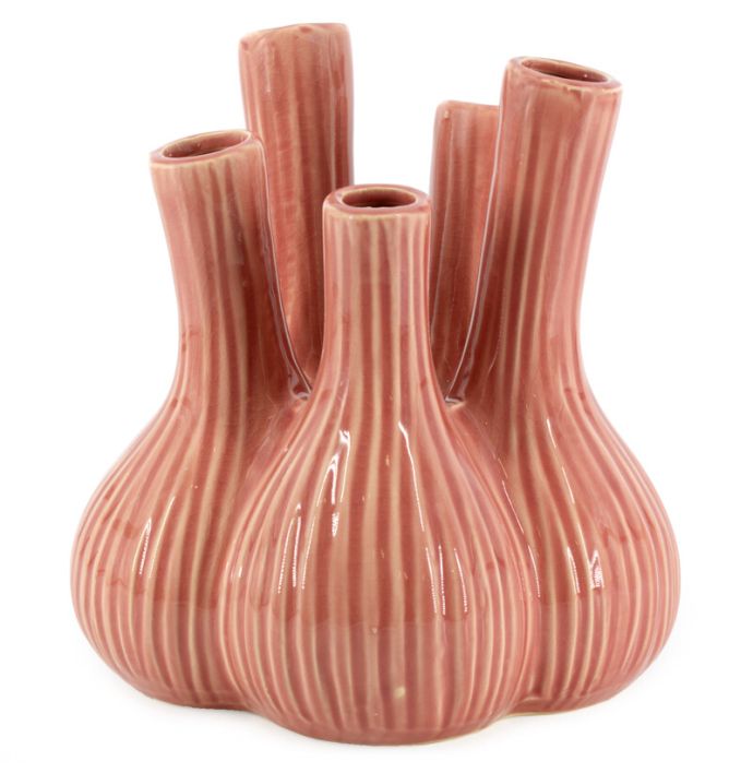 Aardewerk tulpenvaas Garlic roze