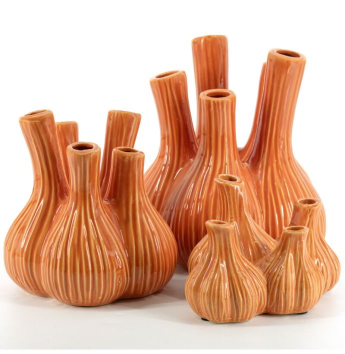 Aardewerk tulpenvaas Garlic oranje