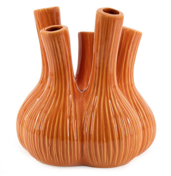 Aardewerk tulpenvaas Garlic oranje