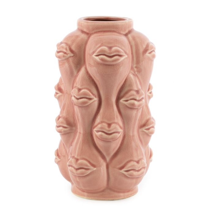 Aardewerk vaas 'Lips' roze