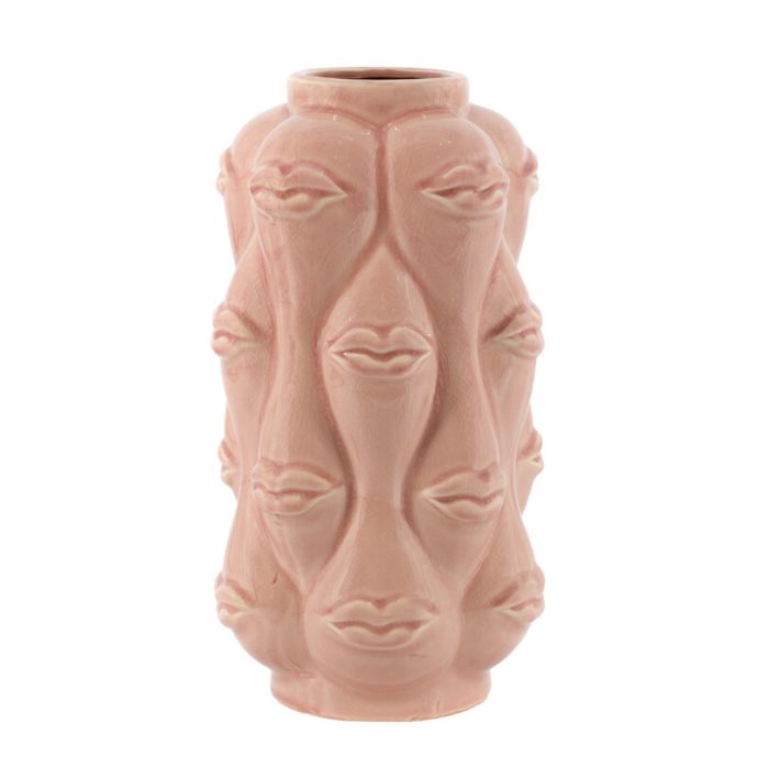 Aardewerk vaas 'Lips' roze