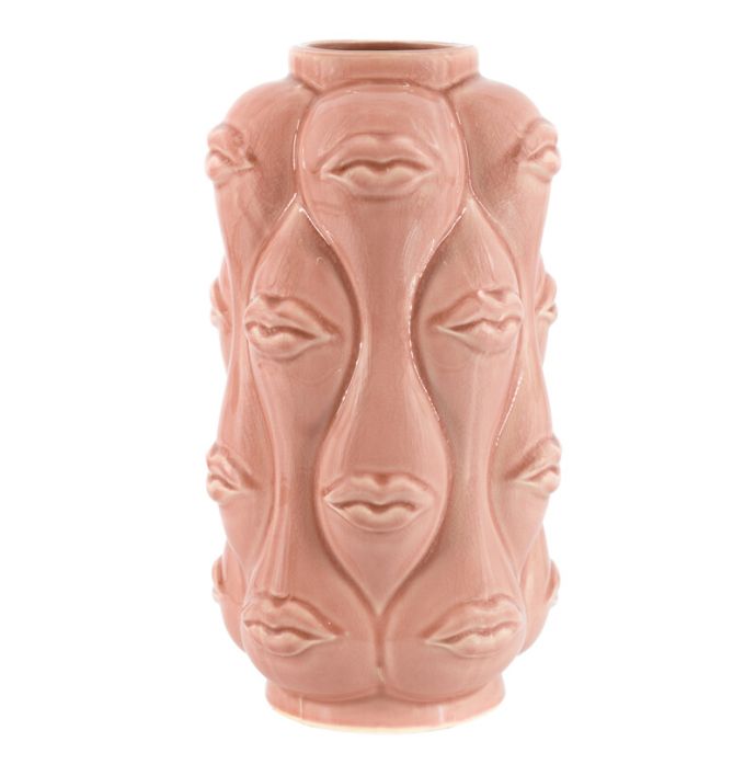 Aardewerk vaas lips roze