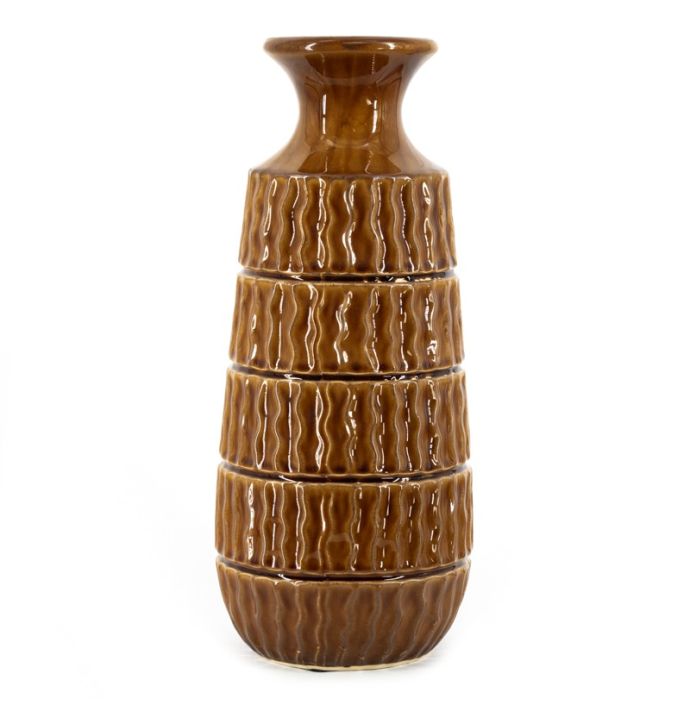 Aardewerk vaas Aztec bruin