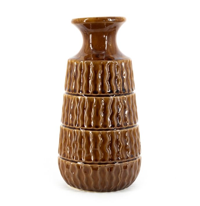 Aardewerk vaas Aztec bruin