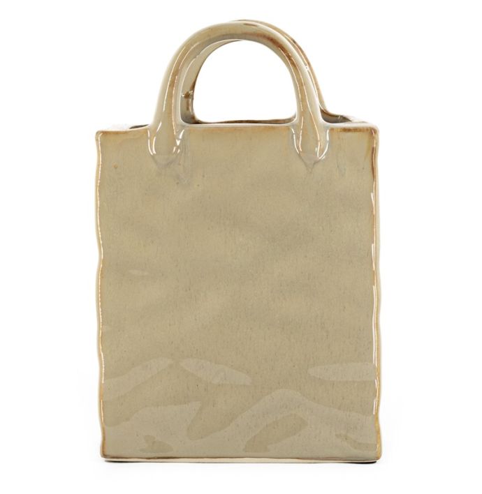 Aardewerk vaas shopper L beige