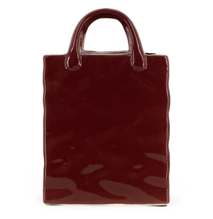 Aardewerk vaas shopper L burgundy
