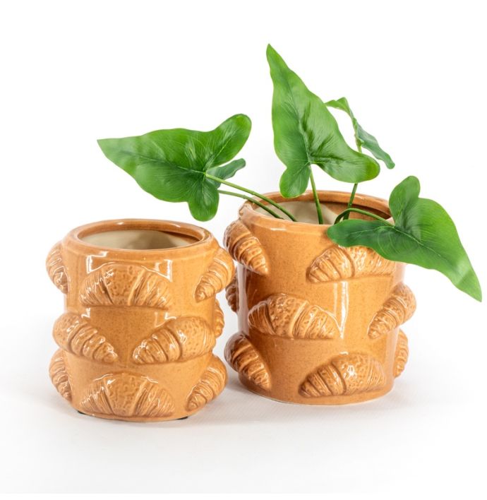 Aardewerk bloempot croissants S