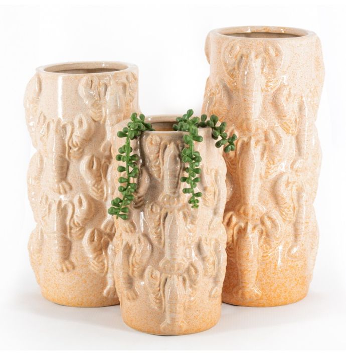 Aardewerk vaas lobsters S