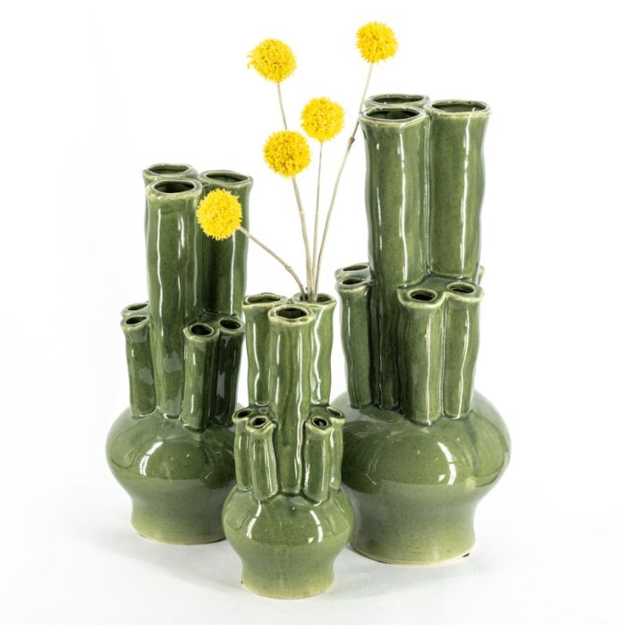 Aardewerk tulpenvaas L groen