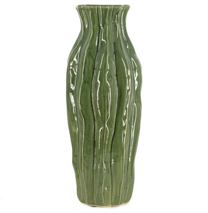 Aardewerk vaas trunk L groen