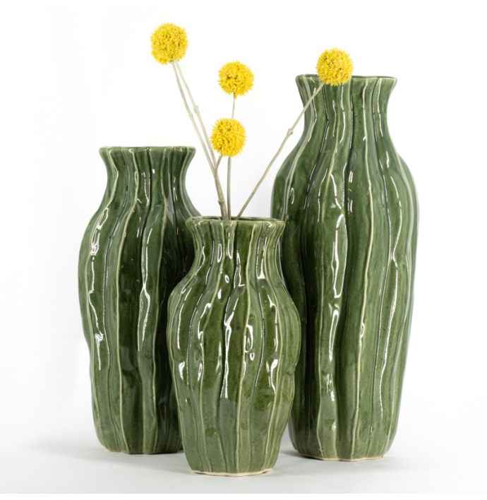 Aardewerk vaas trunk M groen