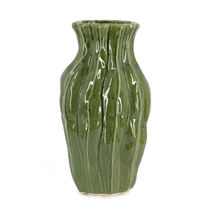 Aardewerk vaas trunk S groen