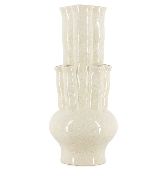 Aardewerk tulpenvaas L beige