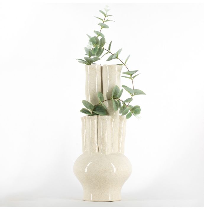 Aardewerk tulpenvaas L beige