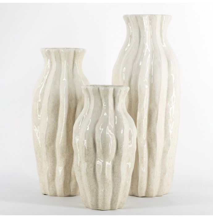 Aardewerk vaas trunk M beige