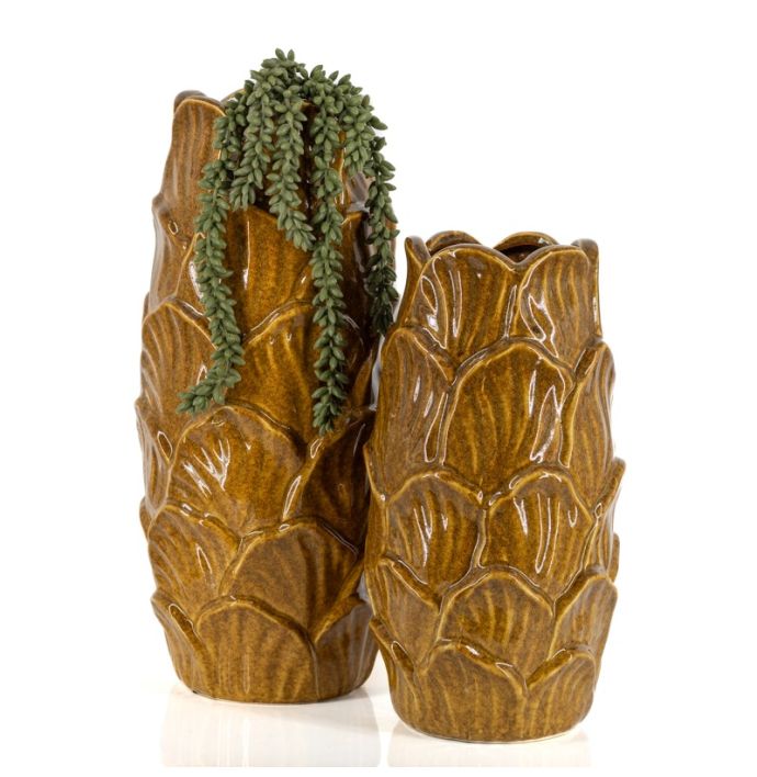 Aardewerk vaas Lilia L oker