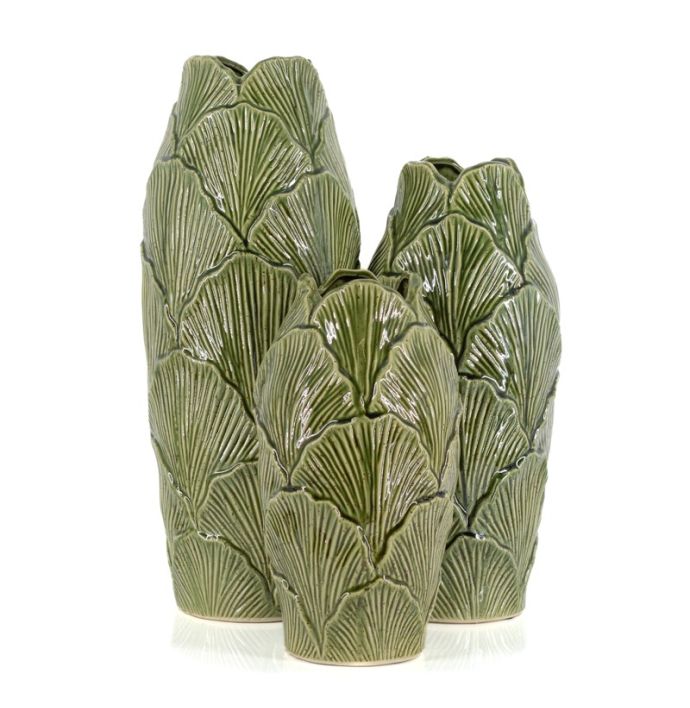 Aardewerk vaas Sculpt L groen