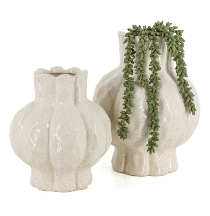 Aardewerk vaas Gaia L beige