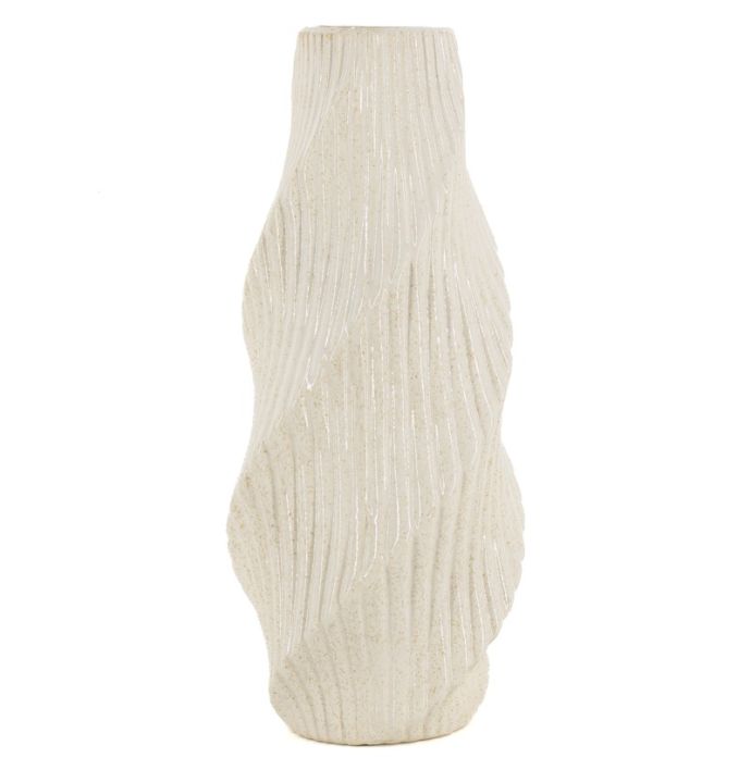 Aardewerk vaas Flua L beige