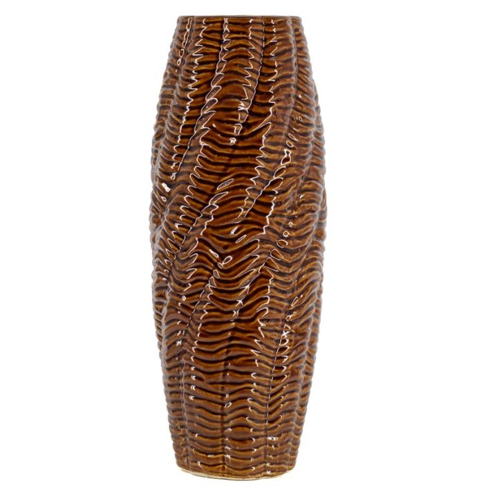 Aardewerk vaas Fluent L bruin