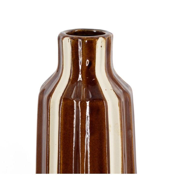 Aardewerk vaas Strea M bruin/beige 