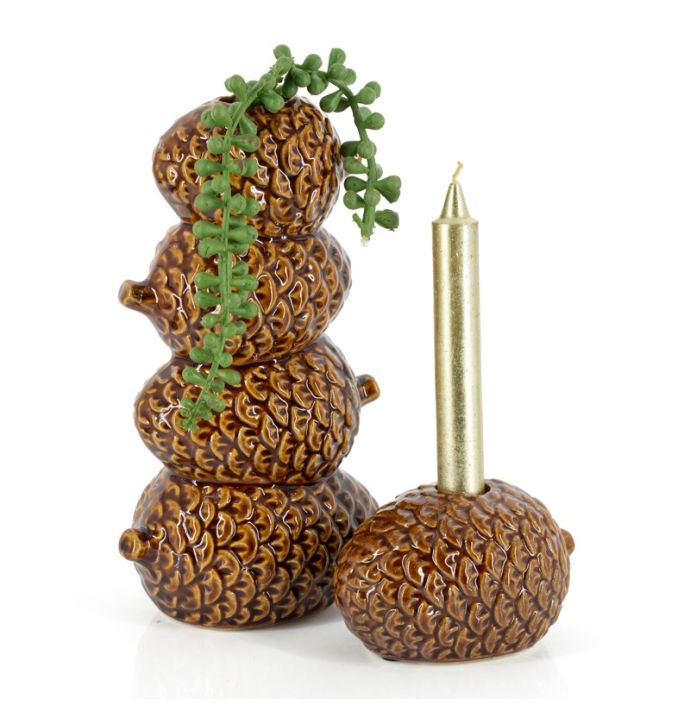 Aardewerk kaarsenstandaard Cona bruin