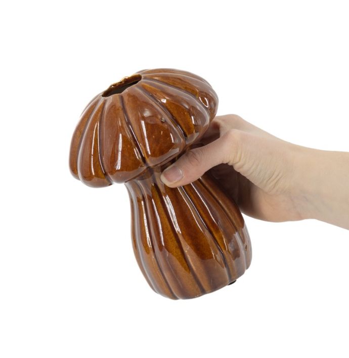 Aardewerk paddenstoel vaas Fuma bruin