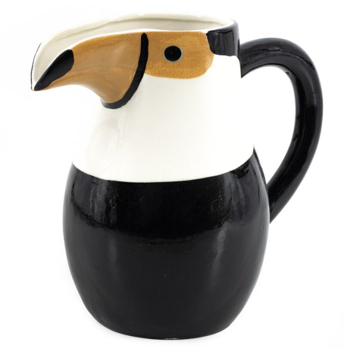 Aardewerk schenkkan vogel