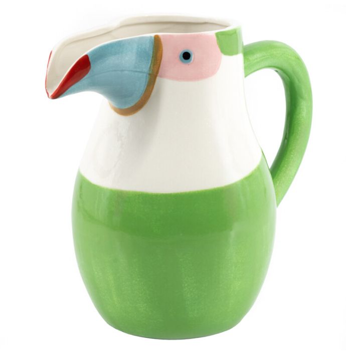 Aardewerk schenkkan vogel